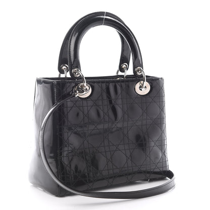 Christian Dior Patent Cannage Stitched Medium Lady Dior Black 3 of 9