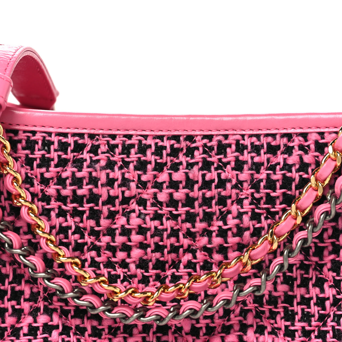 Tweed Calfskin Small Gabrielle Hobo Pink