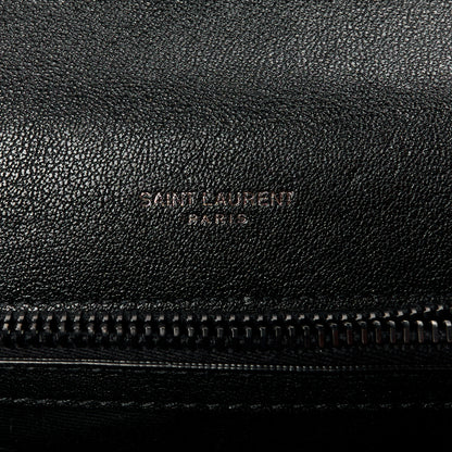 Saint Laurent Sheepskin Matelasse Chevron Monogram Monochrome Medium College Bag Black 6 of 11