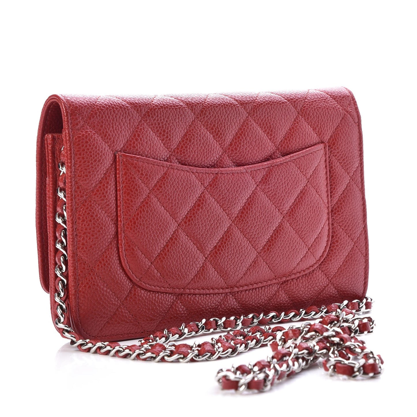 Caviar Quilted Wallet on Chain WOC Red