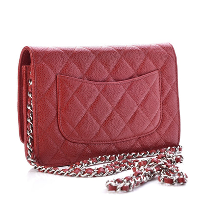 Chanel Caviar Quilted Wallet on Chain WOC Red 3 of 8