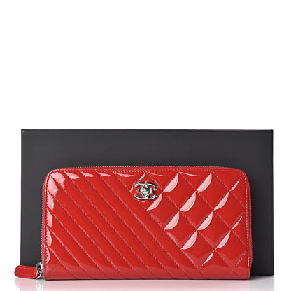 Chanel Patent Quilted Coco Boy Zip Around Wallet Red 9 of 9
