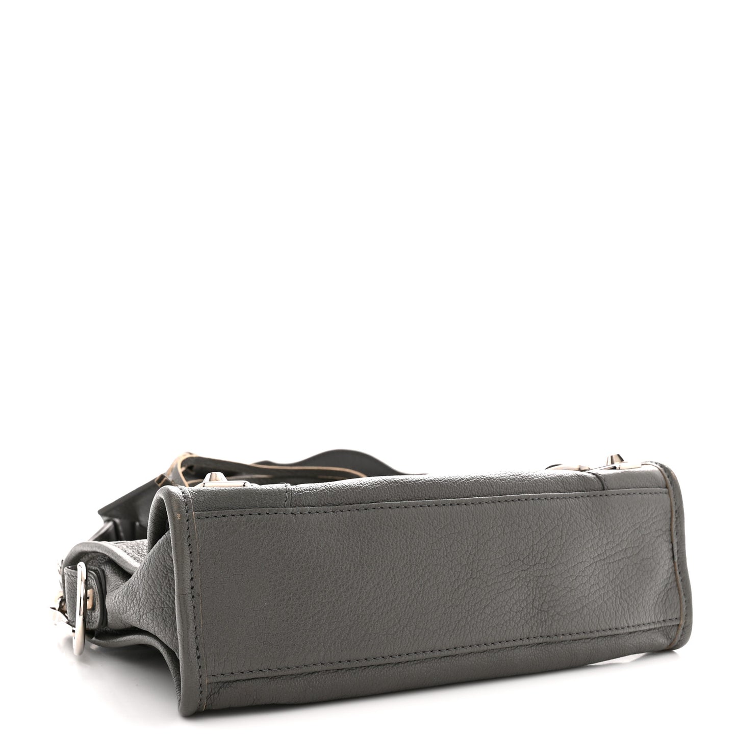 Chevre Silver Metallic Edge Hardware Mini City Bleu Acier