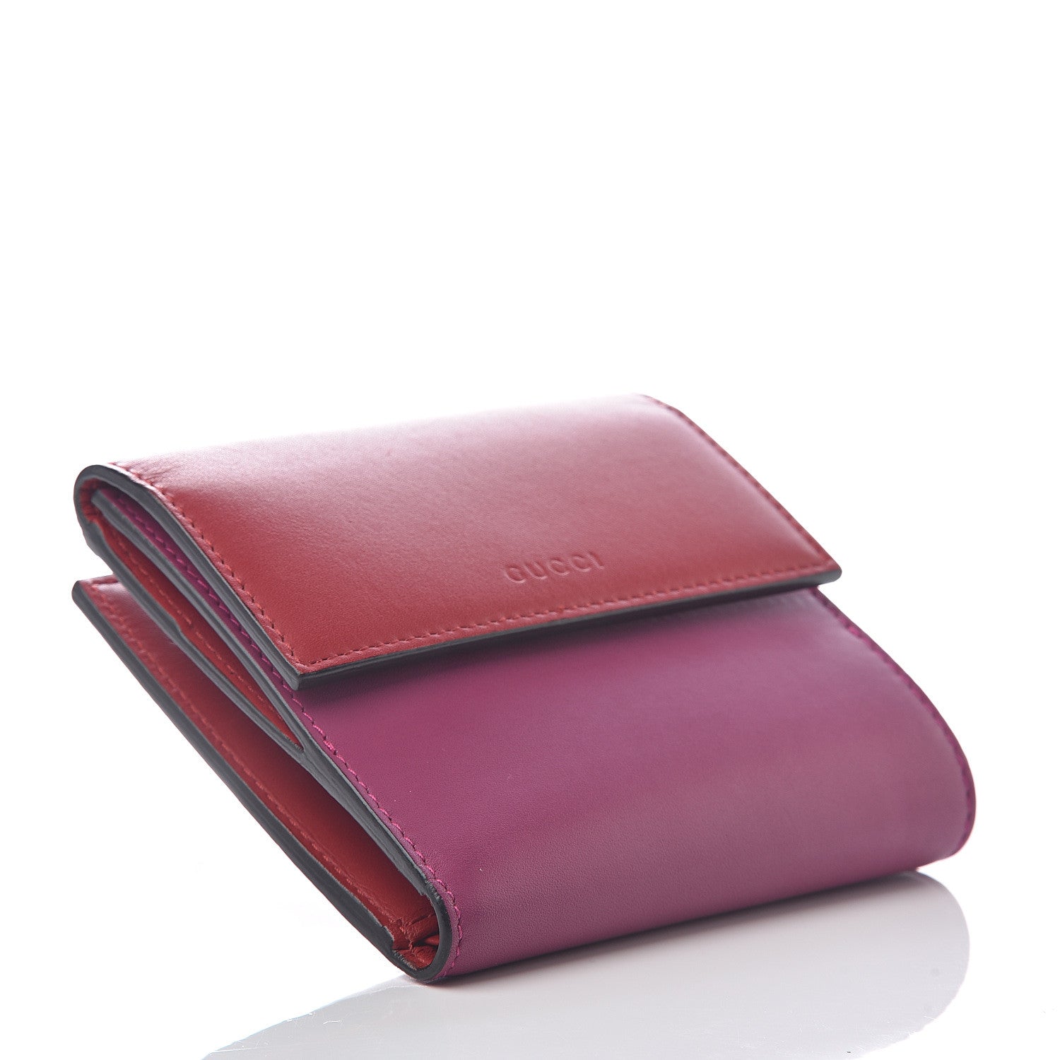 Gucci Calfskin French Flap Wallet Hibiscus Red New Rosette 3 of 6