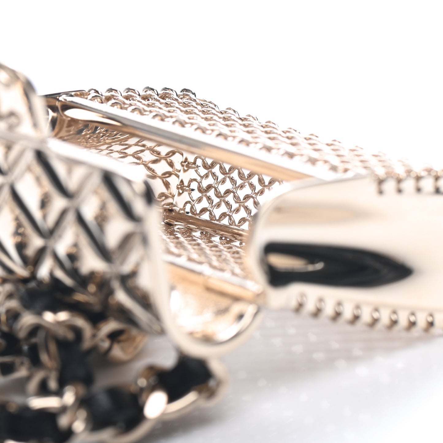 Metal Lambskin Chain Flap Bag Long Necklace Gold Black