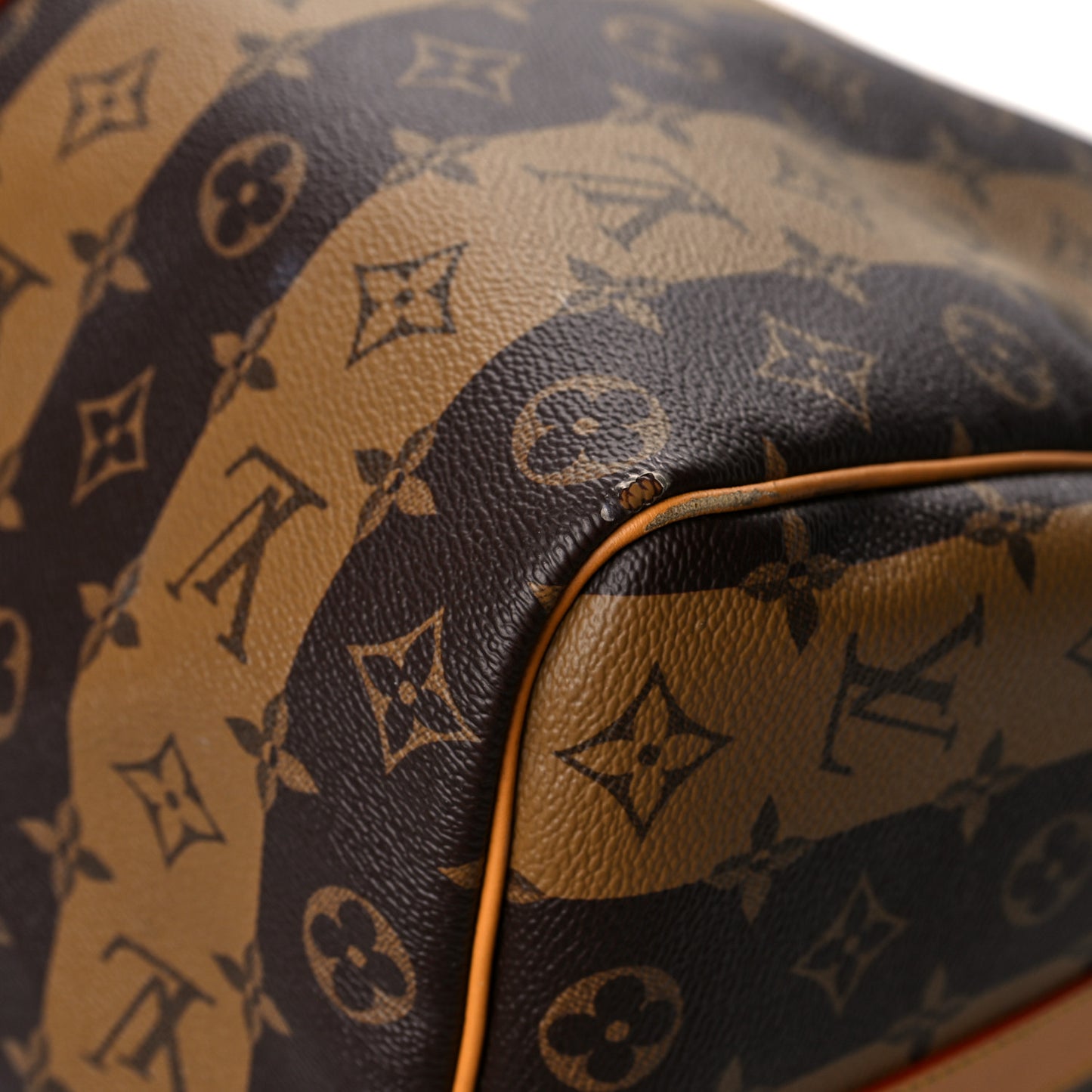 X NIGO Reverse Monogram Stripe Keepall Bandouliere 50 Brown
