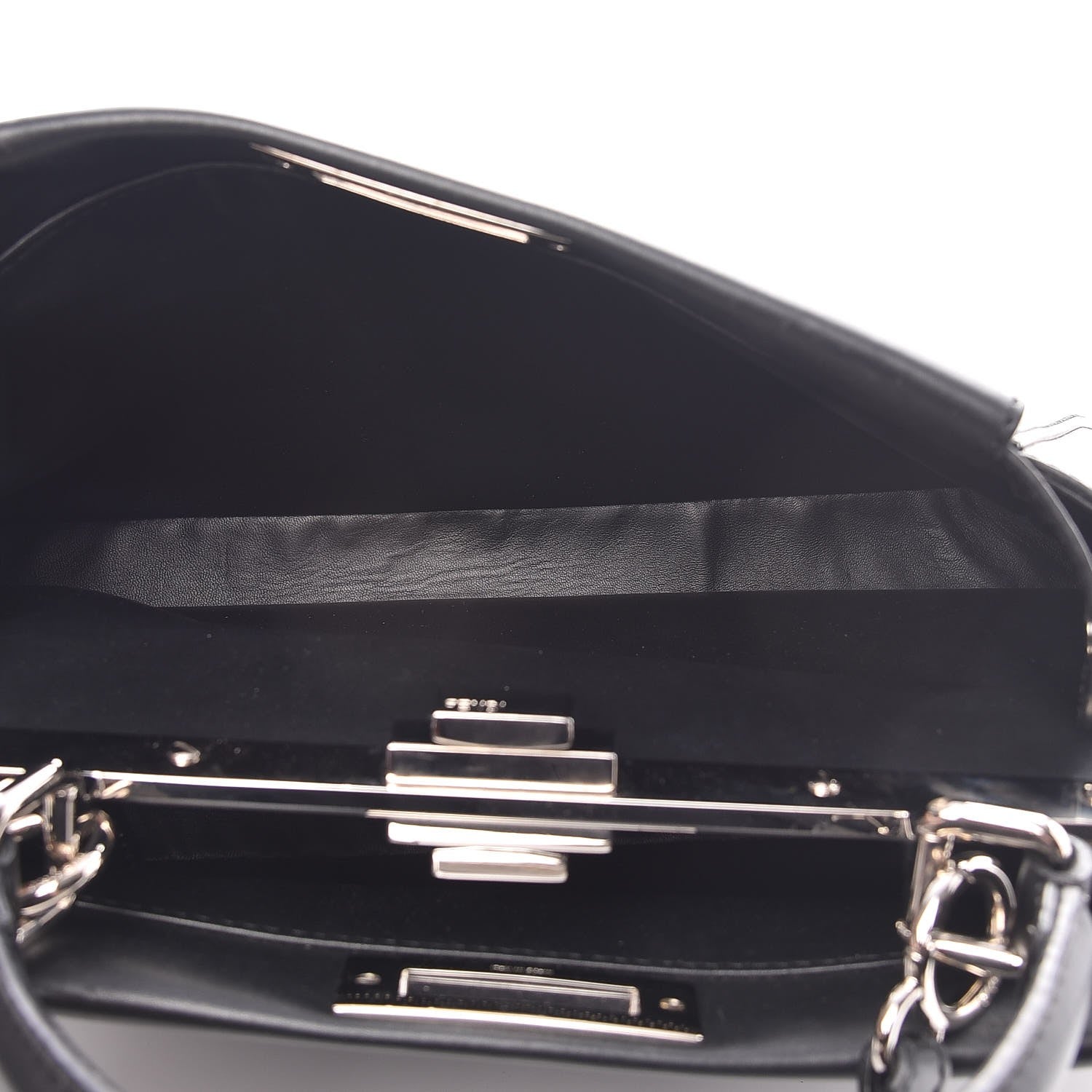 Fendi Vitello Morgan Python Crocodile Monster Eyes Medium Peekaboo Iconic Satchel Black Girasole 6 of 9