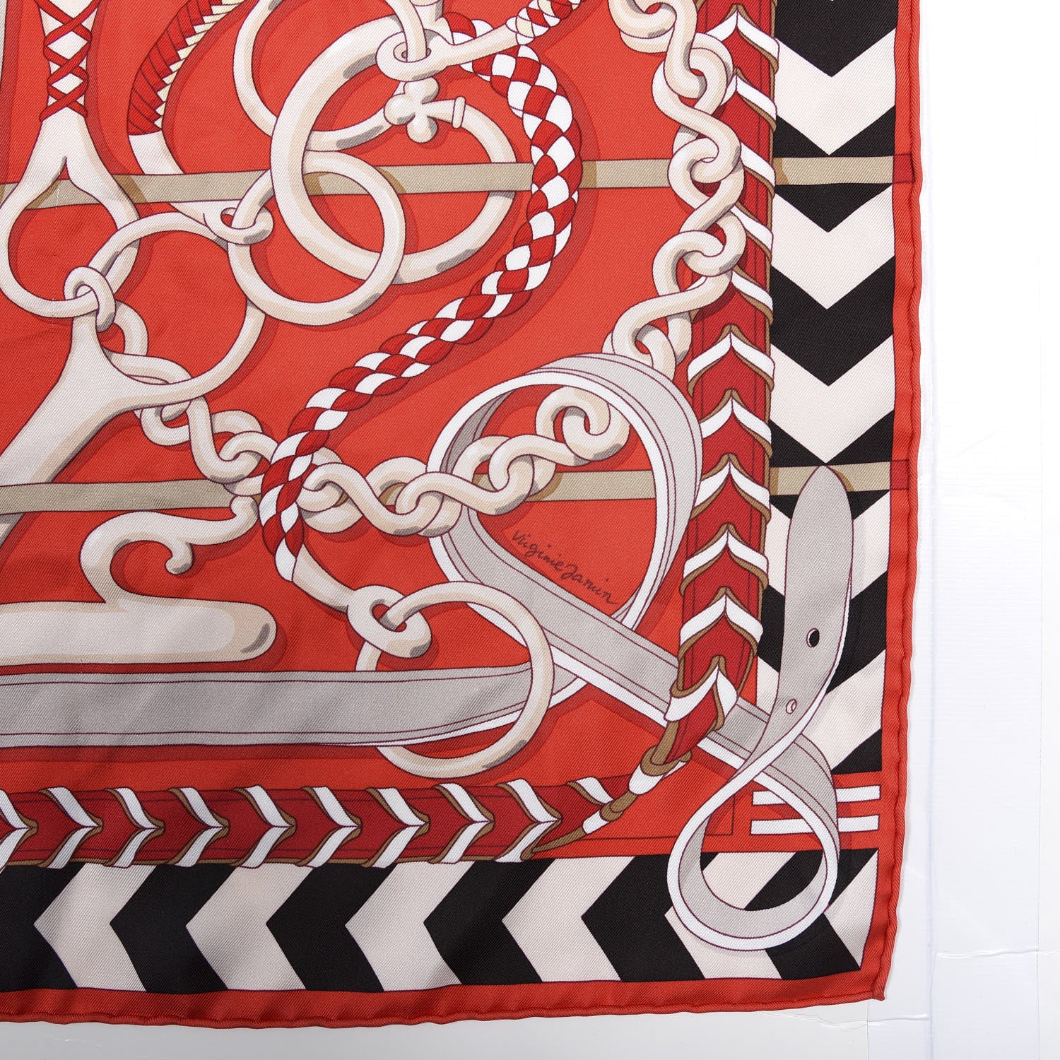 Hermes Silk Panoplie Equestre Scarf 90 Rouge Creme Ebene 2 of 3