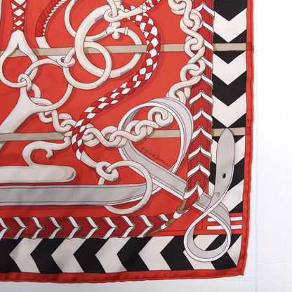Hermes Silk Panoplie Equestre Scarf 90 Rouge Creme Ebene 2 of 3