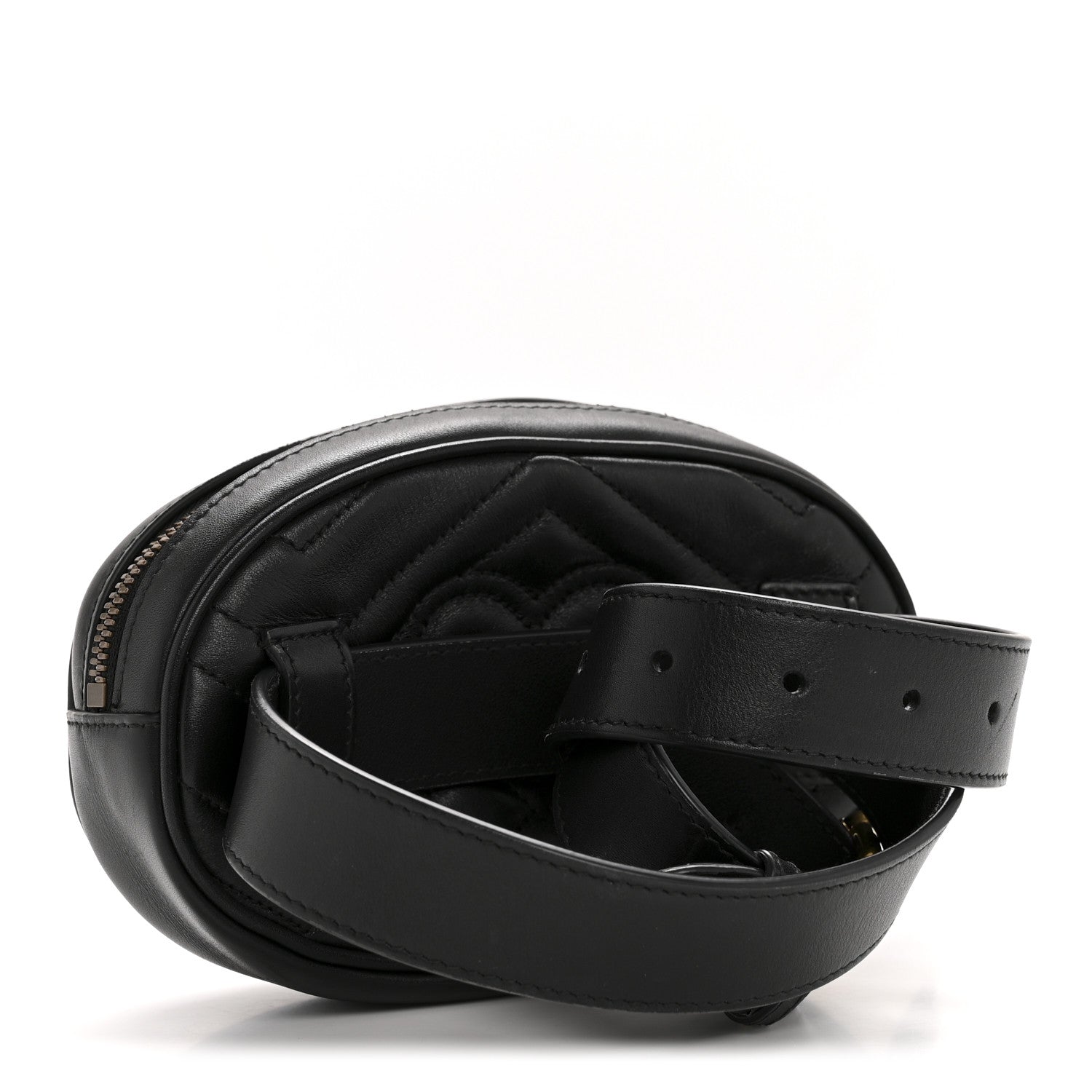 Gucci Calfskin Matelasse GG Marmont Belt Bag 75 30 Black 3 of 13