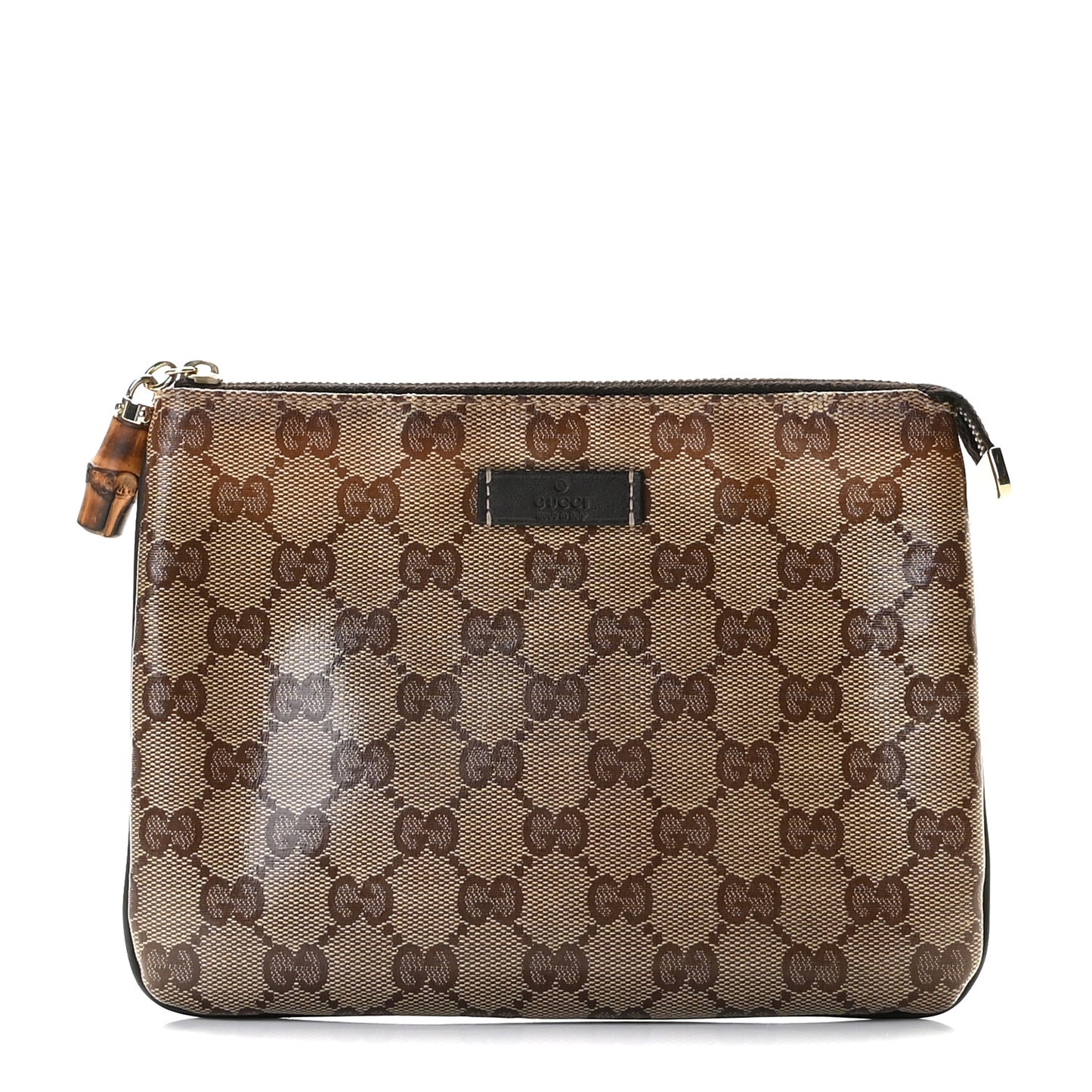 Crystal Monogram Pouch Dark Brown