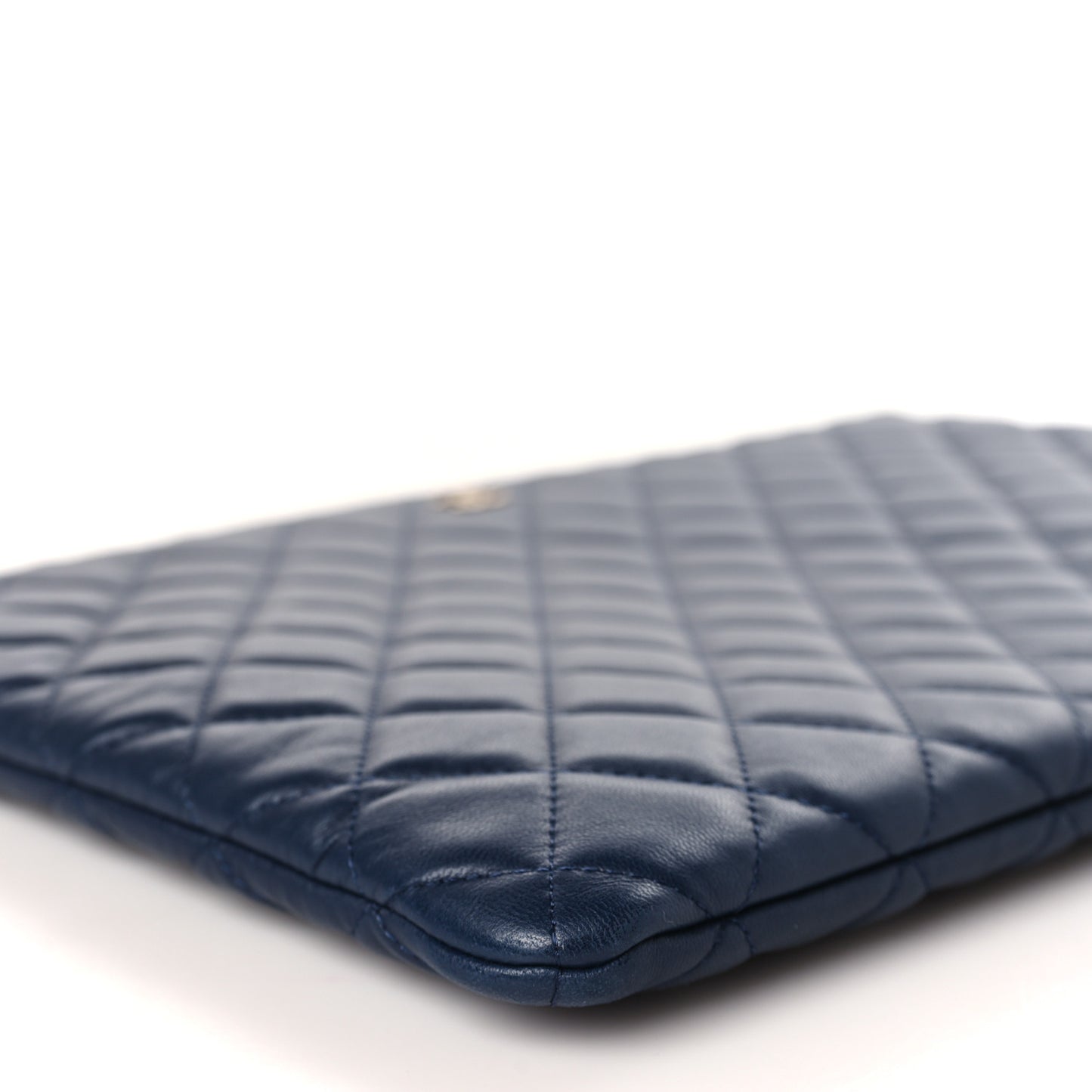 Lambskin Quilted Casino Beauty CC Cosmetic Case Navy