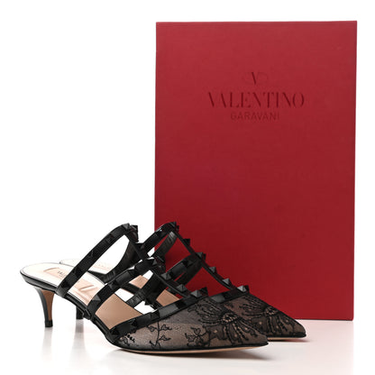 Valentino Garavani Lace Rockstud 50mm Cage Mules 38.5 Black 8 of 8