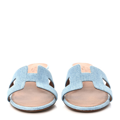 Hermes Denim Oasis Sandals 35.5 Bleu Clair 2 of 8