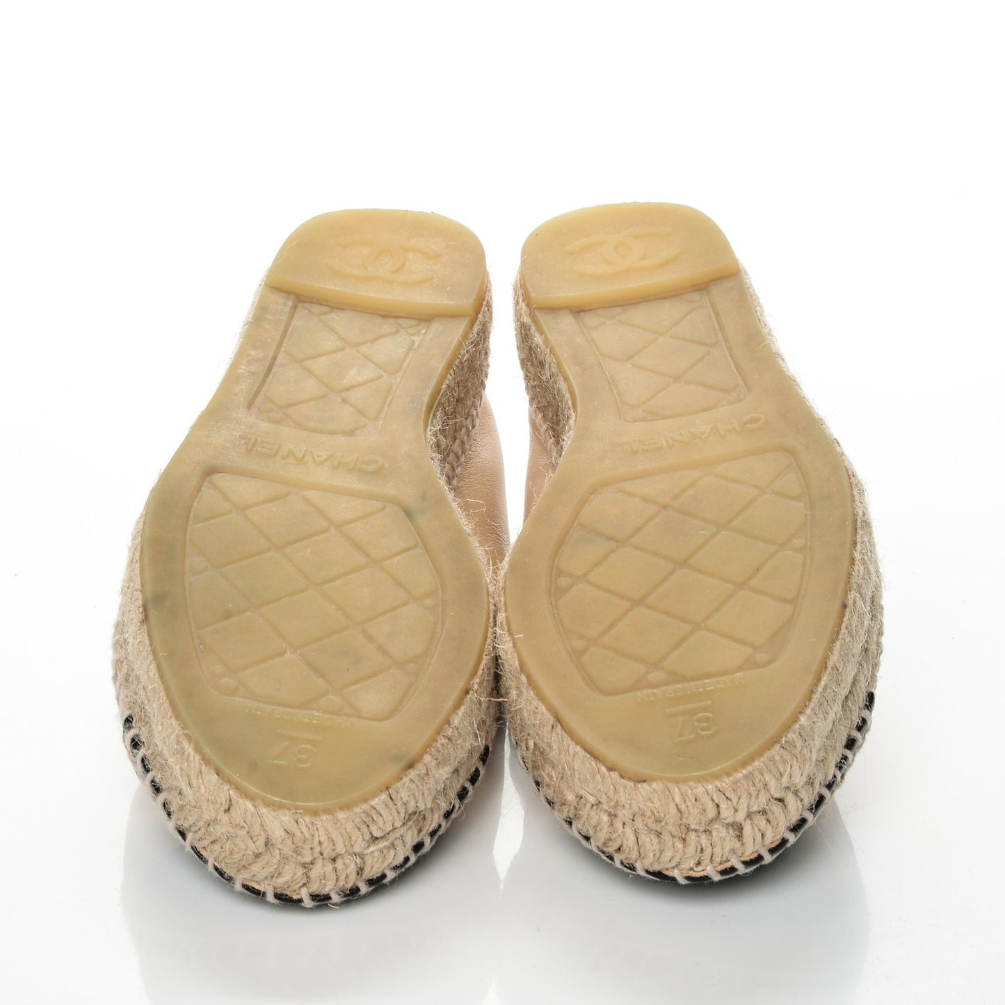 Lambskin CC Espadrilles 37 Beige Black