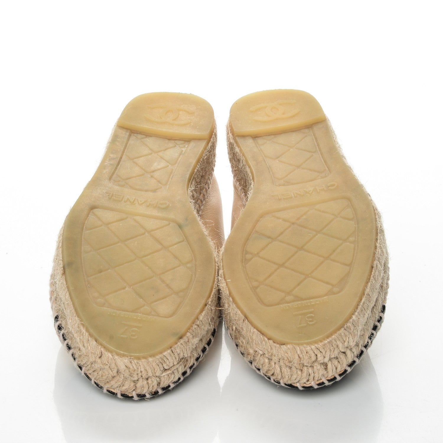 Chanel Lambskin CC Espadrilles 37 Beige Black 5 of 7