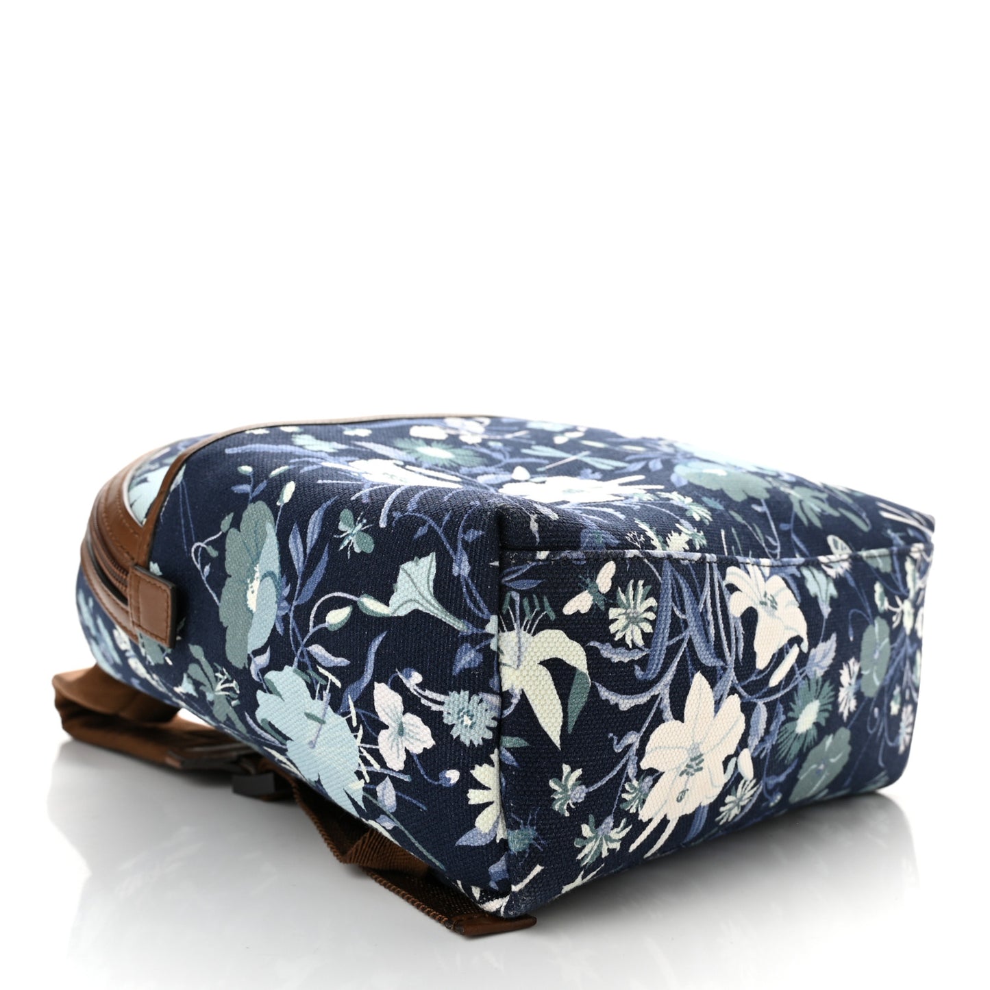 Canvas Flower Print Childrens Backpack Navy Brown