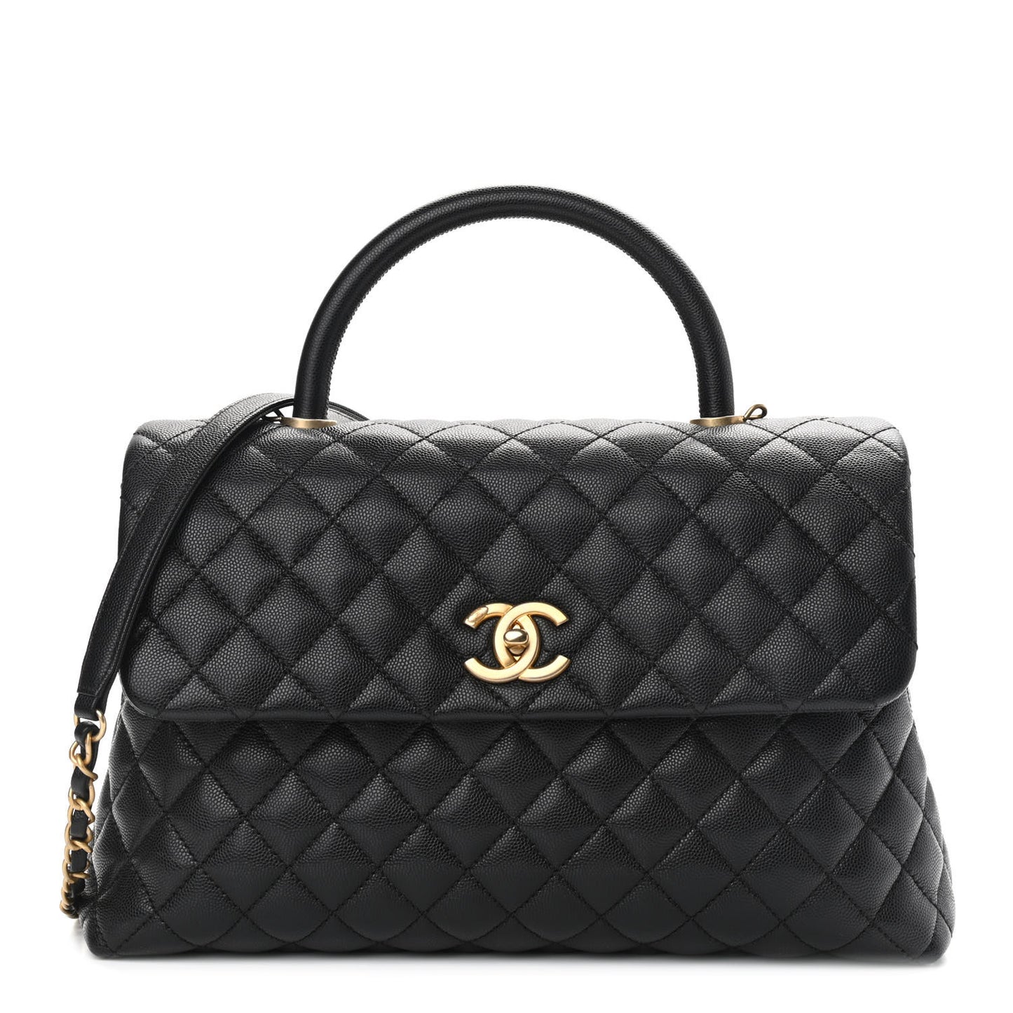 Caviar Quilted Medium Coco Handle Flap Black