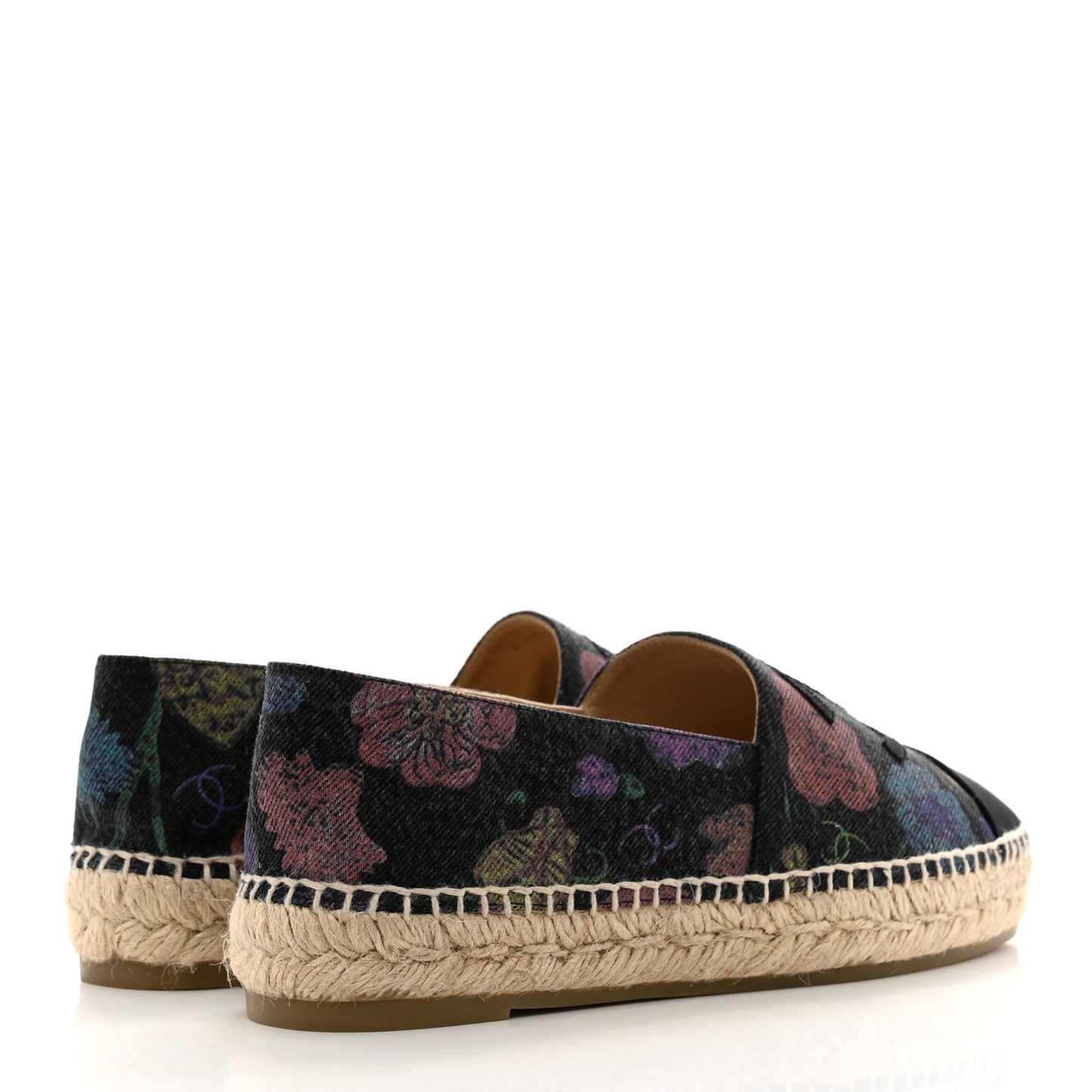 Denim Grosgrain CC Espadrilles 39 Grey Multicolor