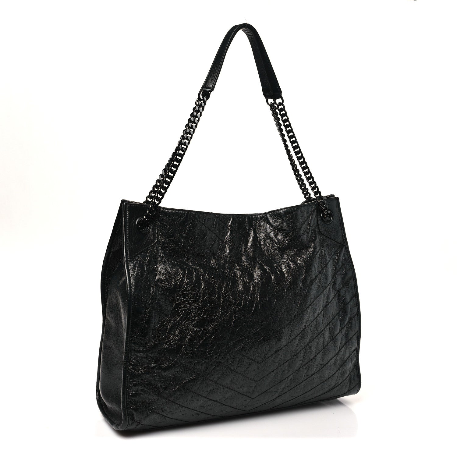 Saint Laurent Crinkled Calfskin Matelasse Monogram Large Niki Shopper Tote Black 3 of 11