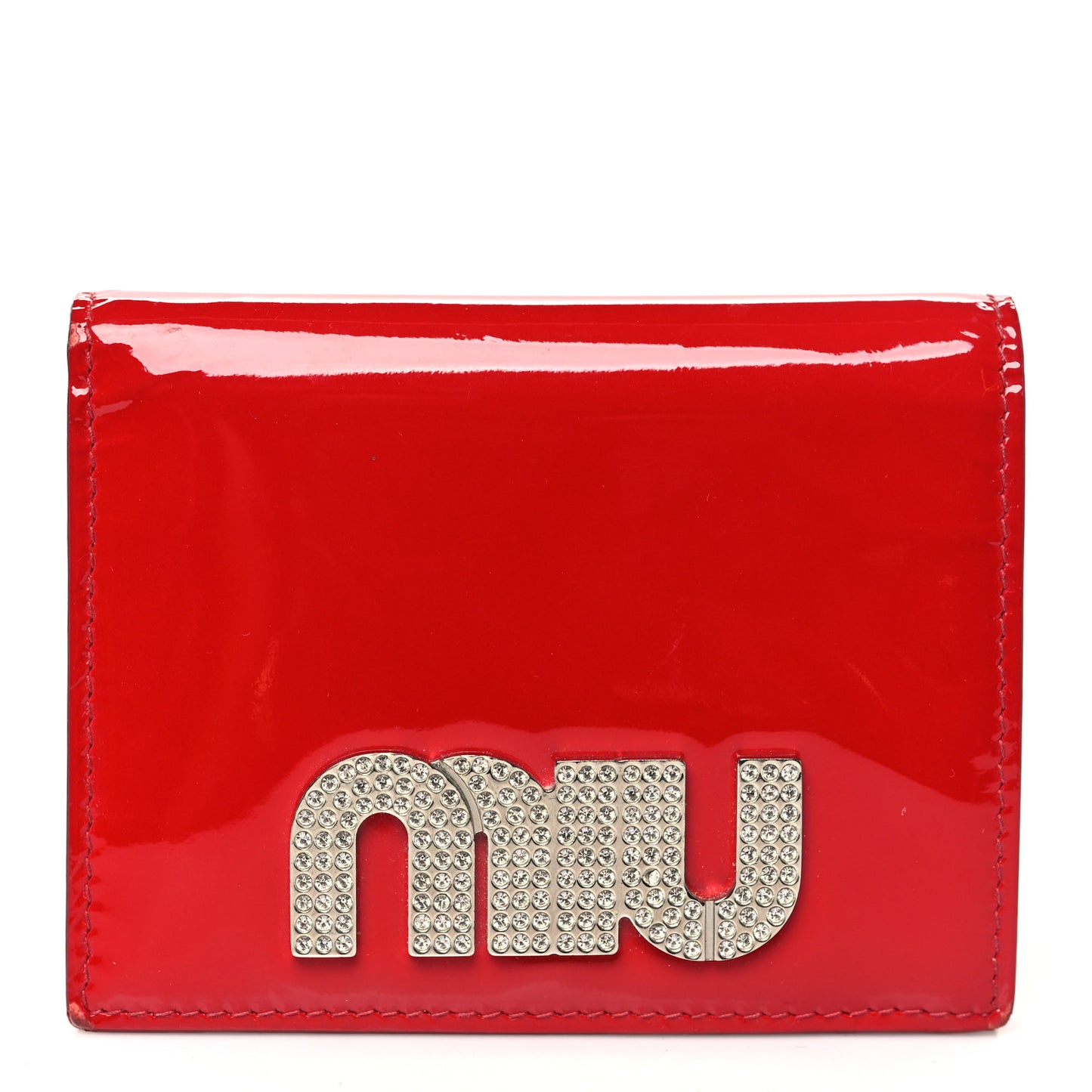 Vernice Crystal Logo Wallet Red