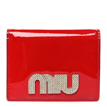 Miu Miu Vernice Crystal Logo Wallet Red 1 of 13