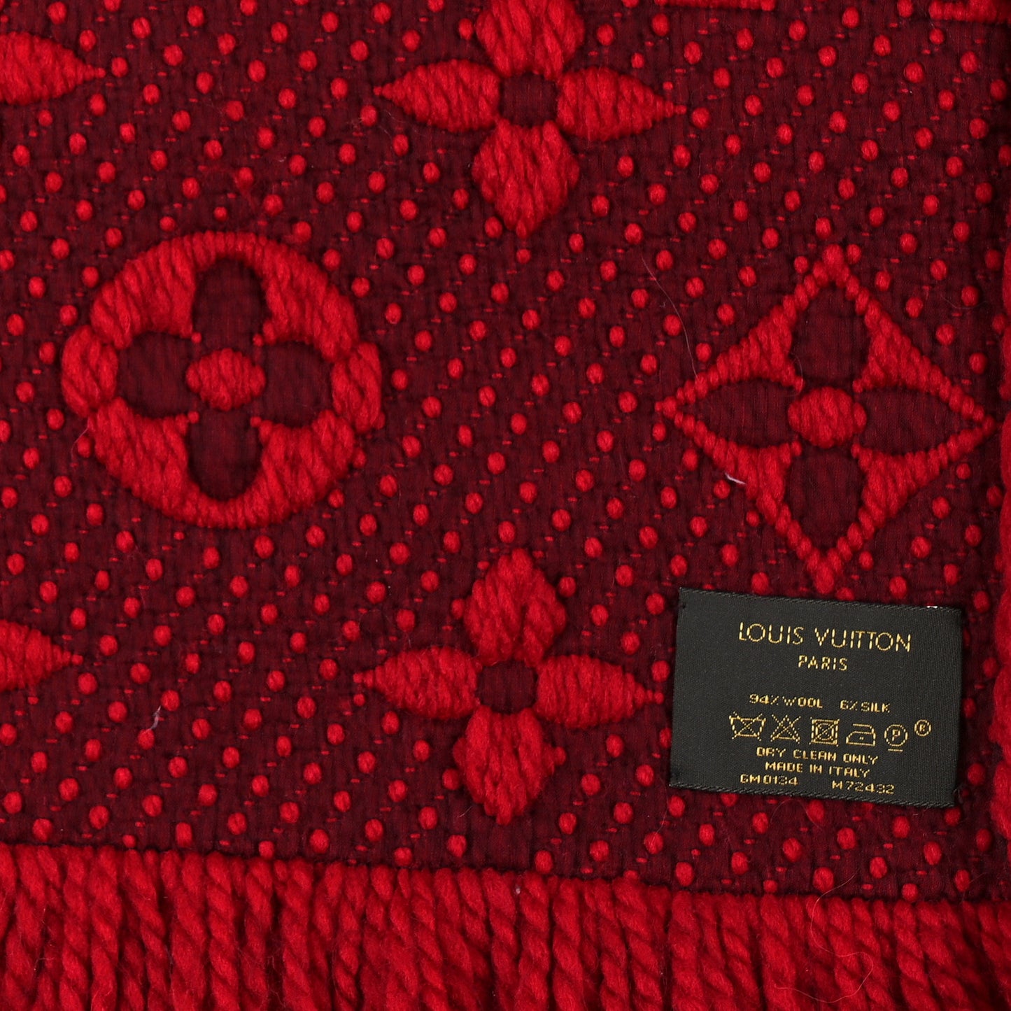 Wool Silk Logomania Scarf Rubis