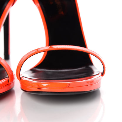 Saint Laurent Patent Calfskin Jane 80 Ankle Strap Sandals 38.5 Orange Fluo 12 of 13