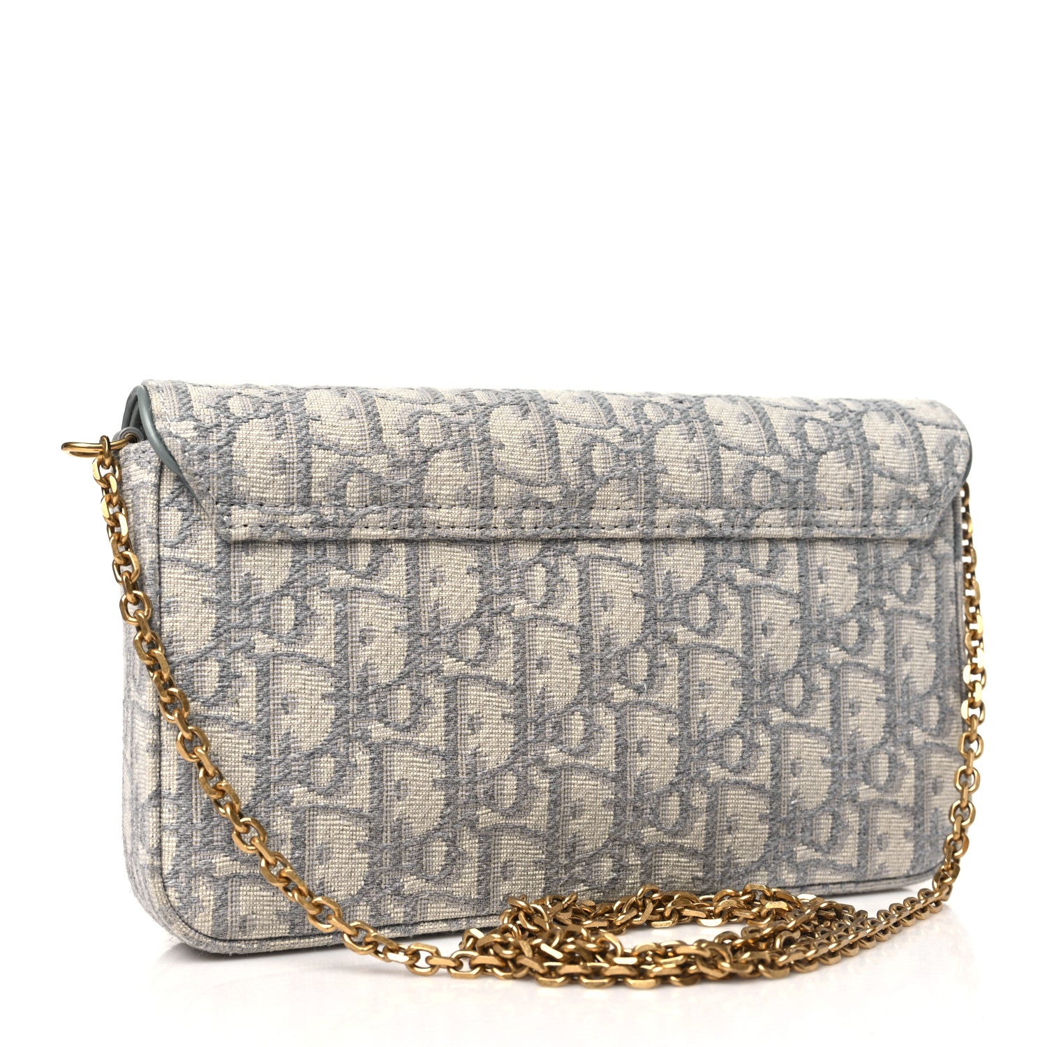 Christian Dior Oblique Medium Saddle Pouch With Chain Blue 3 of 10