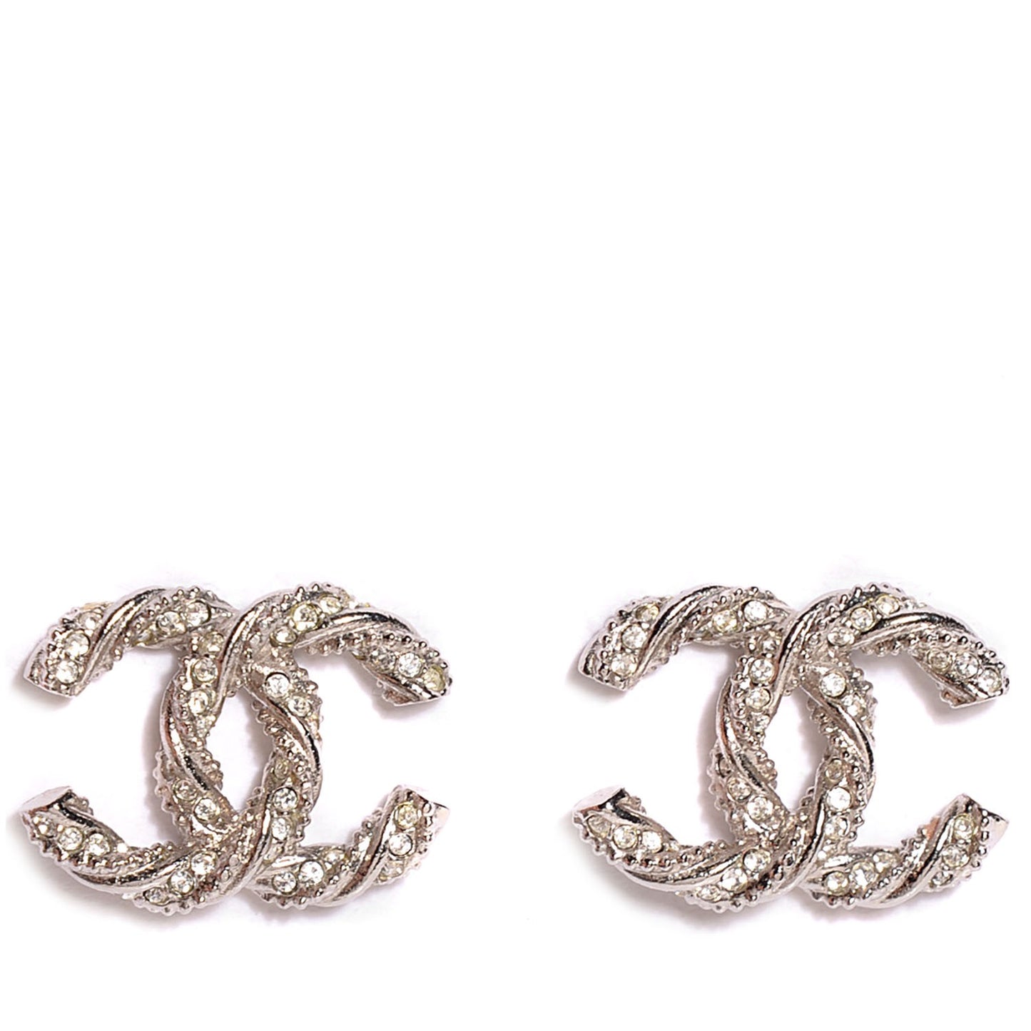 Crystal CC Twisted Earrings Silver