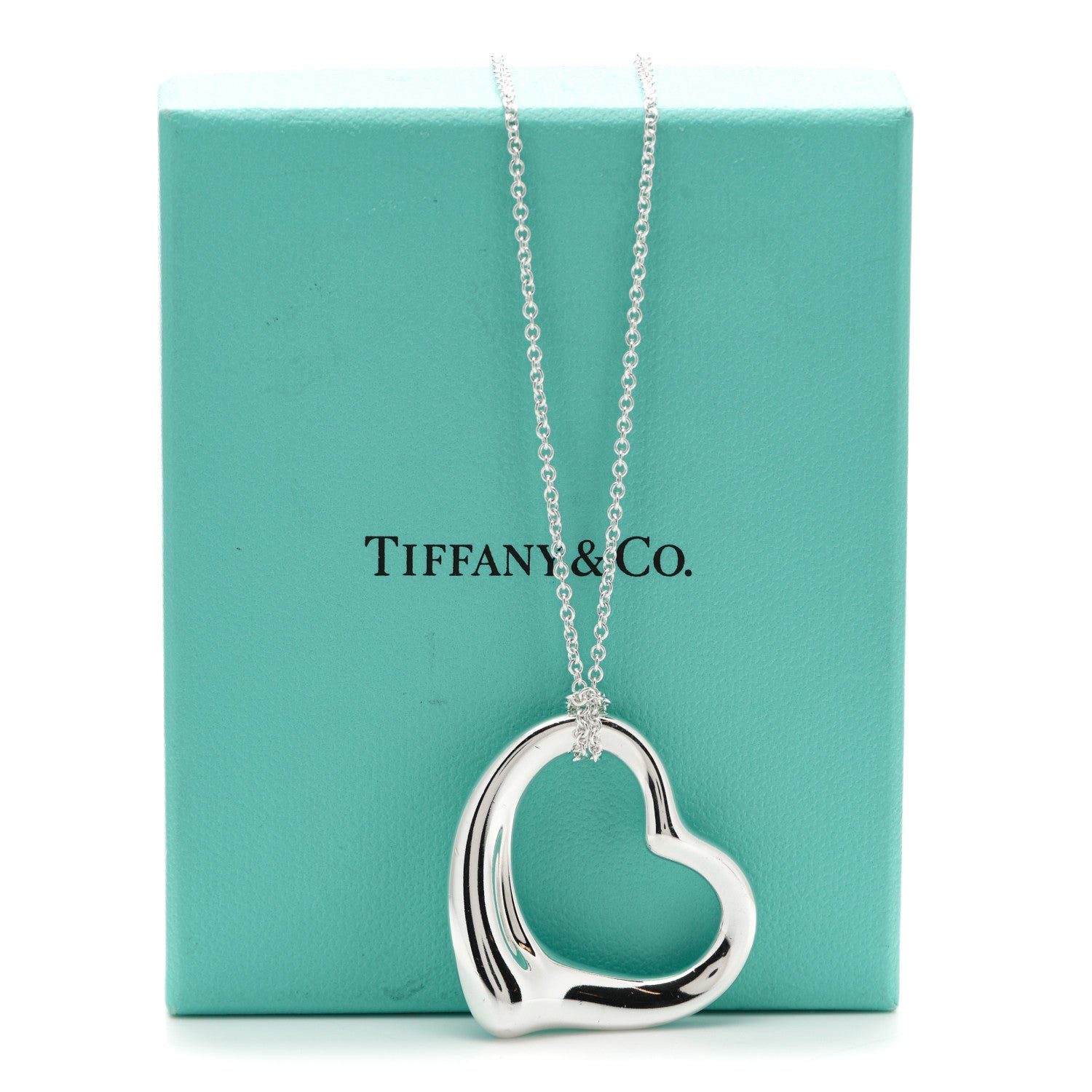 Tiffany Sterling Silver 36mm Elsa Peretti Open Heart Pendant Necklace 5 of 5