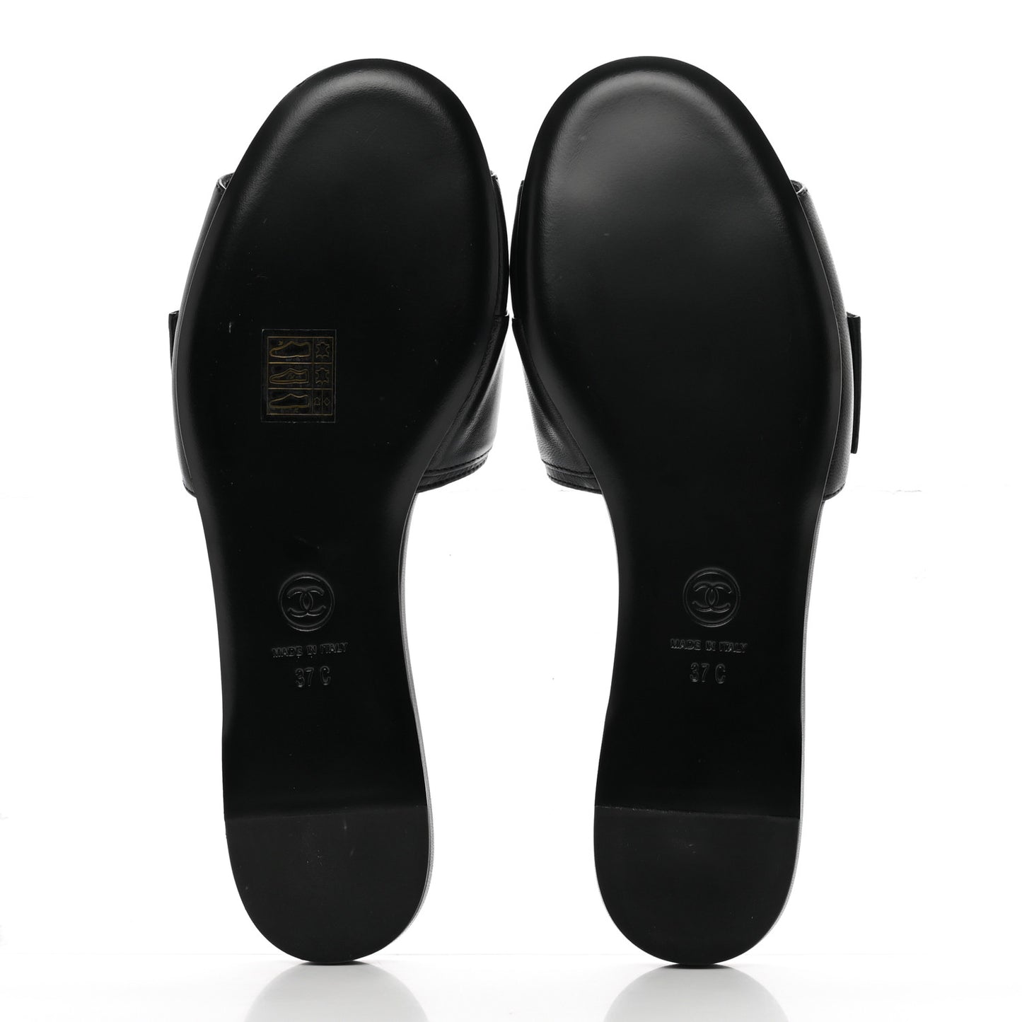 Lambskin Pearl Crystal CC Mules Sandals 37 Black