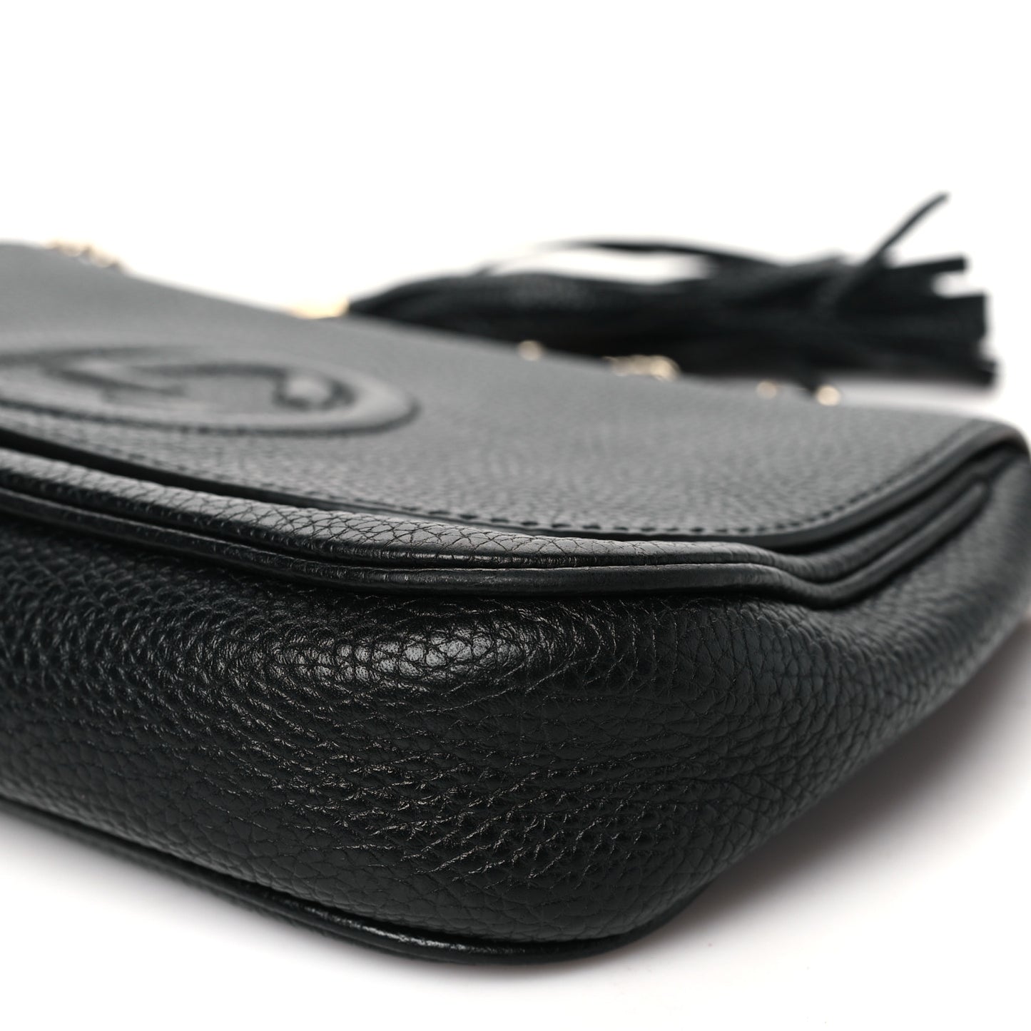 Pebbled Calfskin Medium Soho Flap Crossbody Black