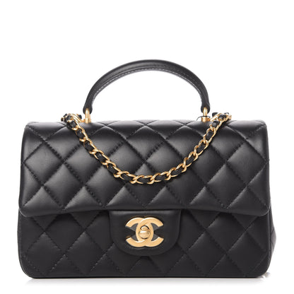 Chanel Lambskin Quilted Mini Top Handle Rectangular Flap Black 1 of 10
