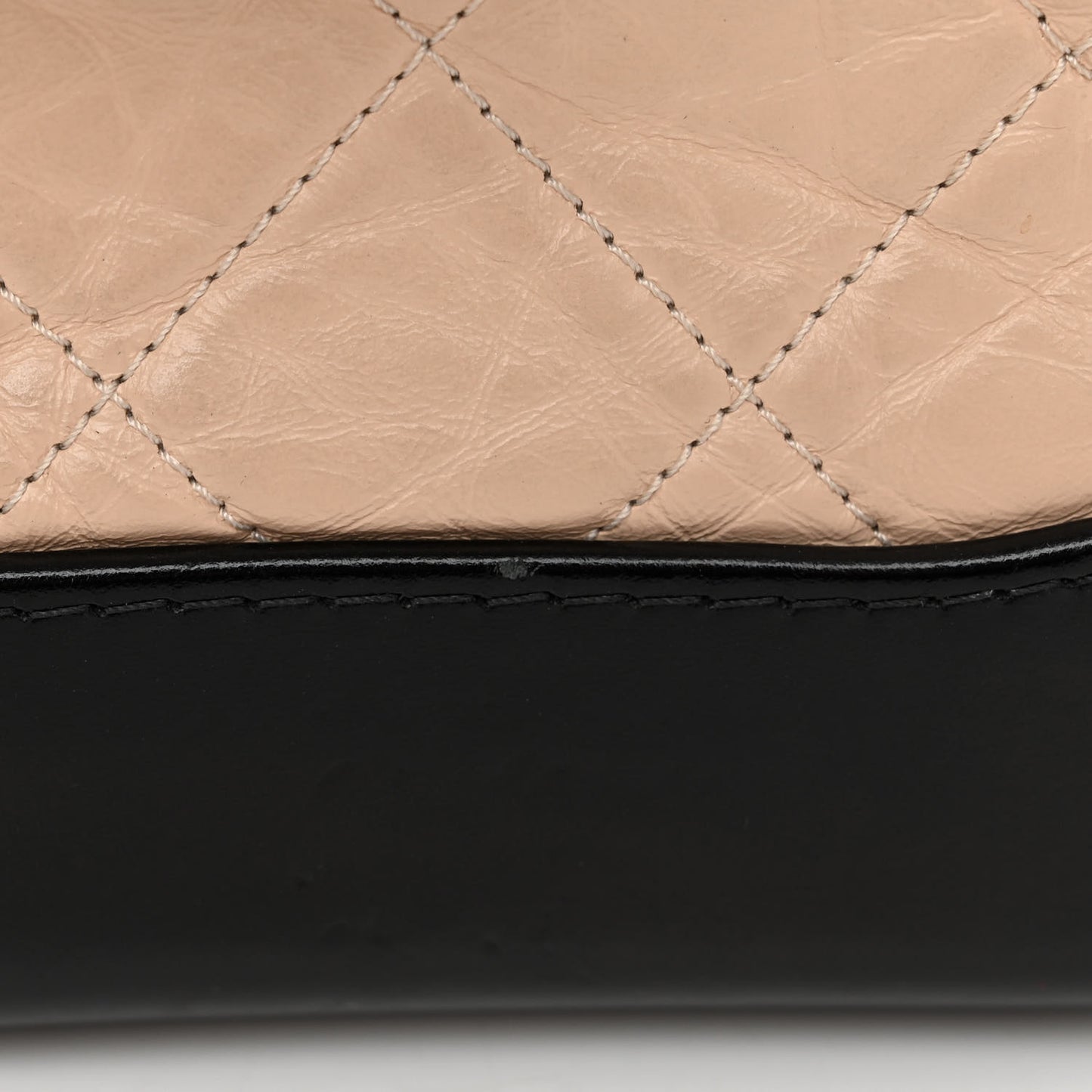 Aged Calfskin Quilted Small Gabrielle Hobo Beige Black