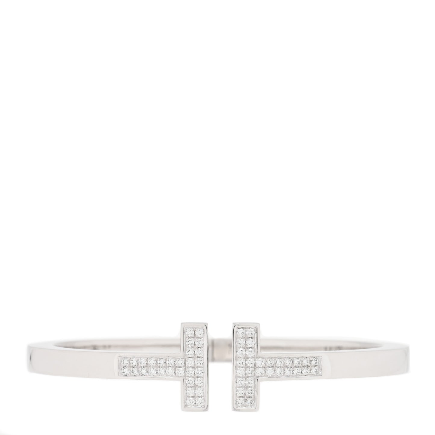 18K White Gold Diamond T Square Pave Bracelet