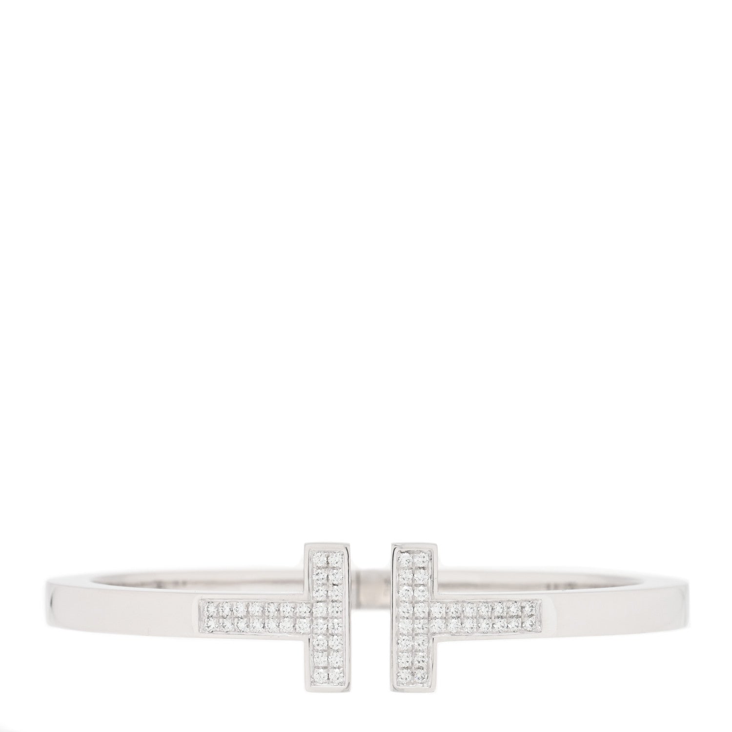 Tiffany 18K White Gold Diamond T Square Pave Bracelet 1 of 3