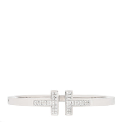 Tiffany 18K White Gold Diamond T Square Pave Bracelet 1 of 3