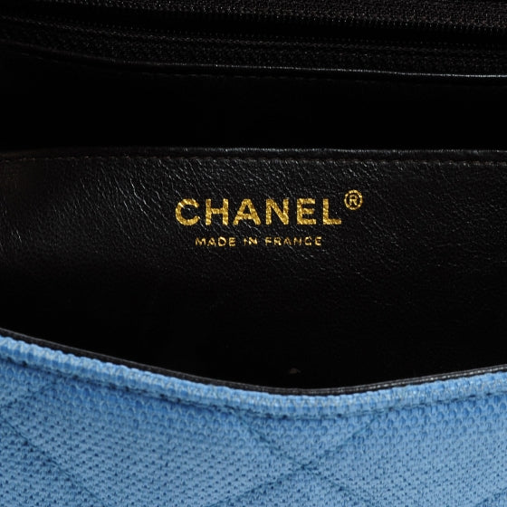 Chanel Quilted Coated Canvas Jumbo Single Flap Blue 6 of 8