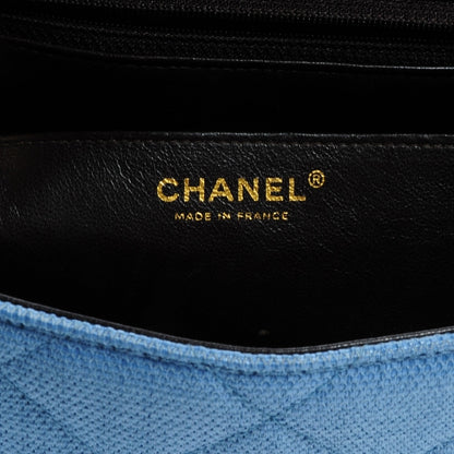 Chanel Quilted Coated Canvas Jumbo Single Flap Blue 6 of 8