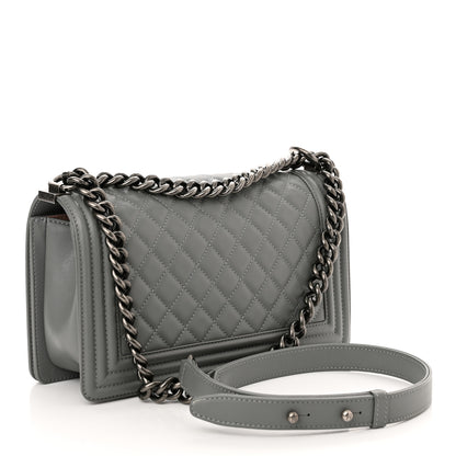 Chanel Lambskin Quilted Medium Boy Flap Grey 2 of 10