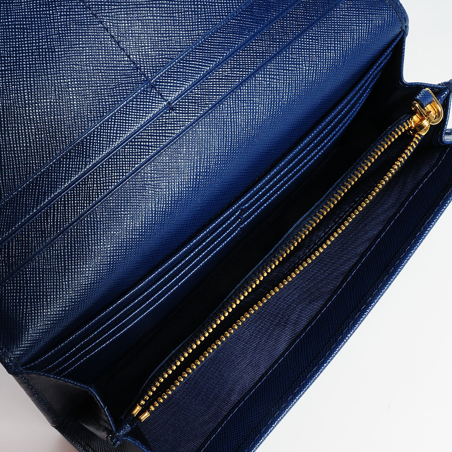Prada Saffiano Metal Continental Flap Wallet Cobalto 5 of 8