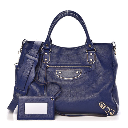 Balenciaga Chevre Gold Metallic Edge Hardware Velo Bleu Roi 1 of 10
