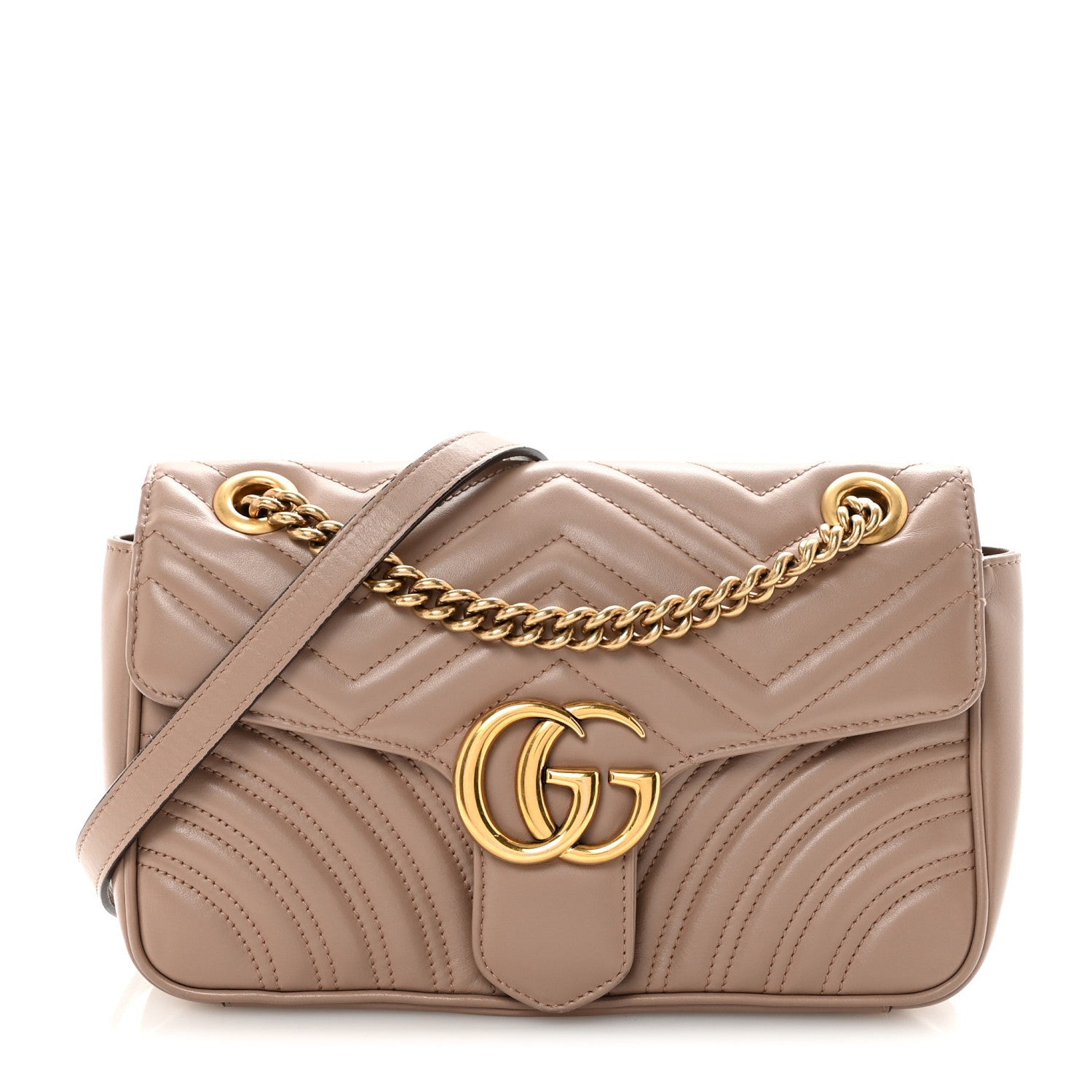 Gucci Calfskin Matelasse Small GG Marmont Shoulder Bag Porcelain Rose 1 of 10