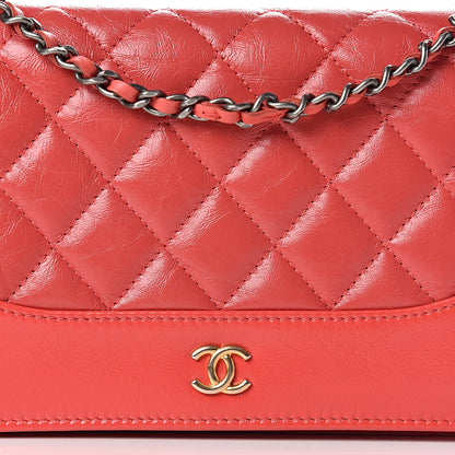 Chanel Patent Goatskin Quilted Gabrielle Wallet On Chain WOC Orange 9 of 11
