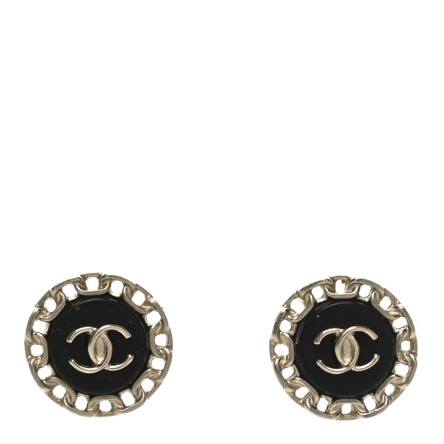 Chanel CC Chain Earrings Golden Black 1 of 4