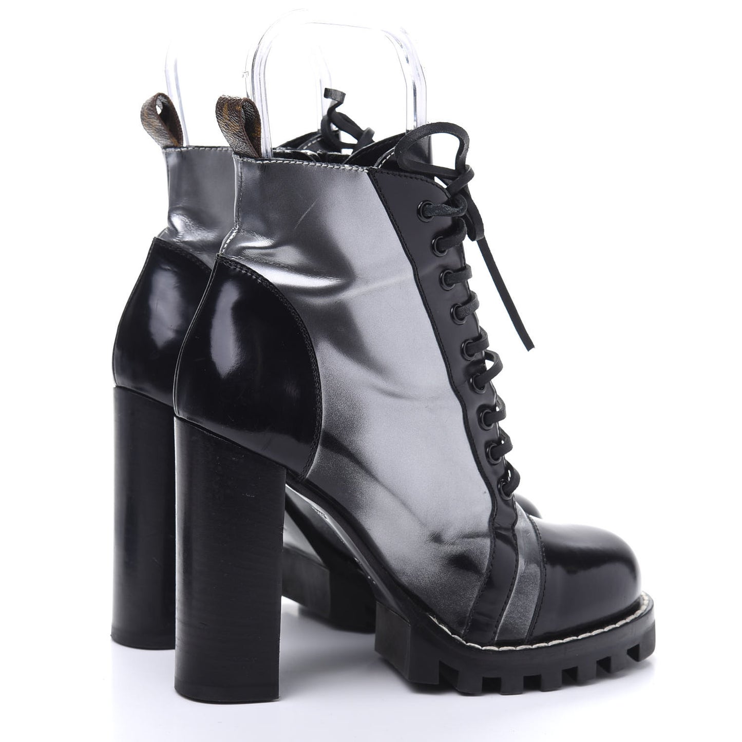 Metallic Calfskin Patent Star Trail Ankle Boots 38 Black