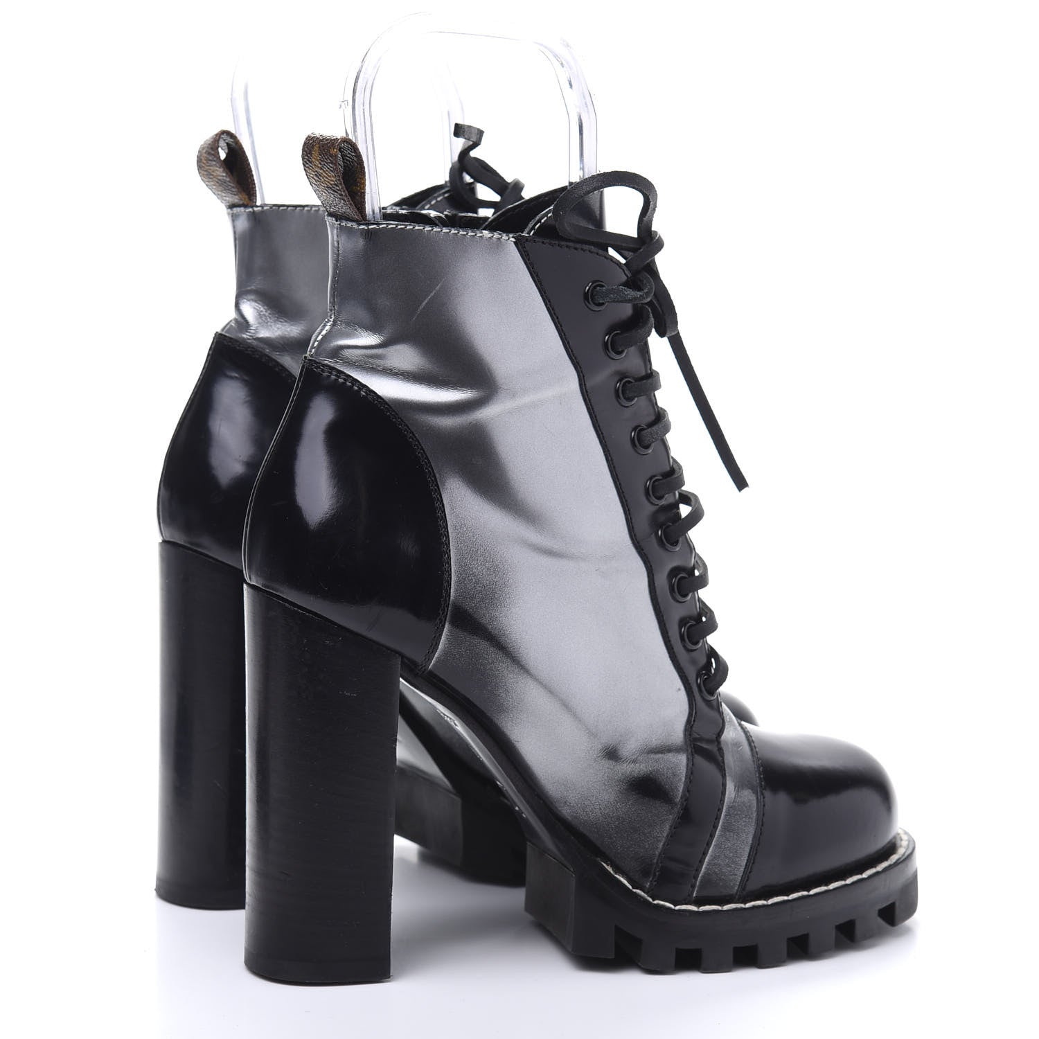 Louis Vuitton Metallic Calfskin Patent Star Trail Ankle Boots 38 Black 4 of 12