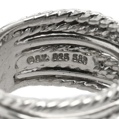 David Yurman Sterling Silver 14K White Gold Diamond Wide Crossover Cable Ring 51 5.75 3 of 3