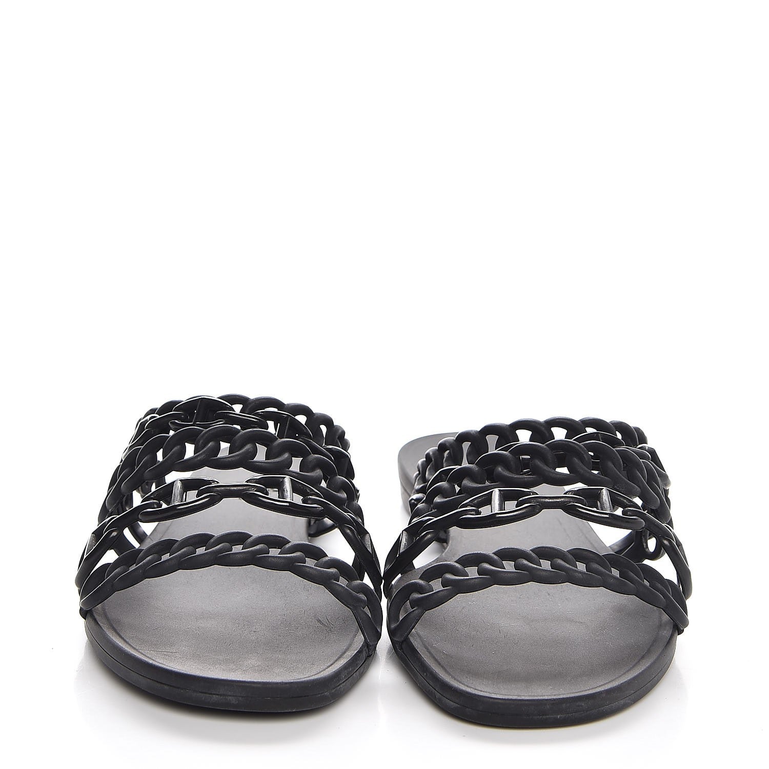 Hermes Rubber Chaine d'Ancre Nude Sandals 39 Black 2 of 7